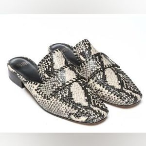 PAIGE Whipstitch Eden Snakeskin Embossed Loafer Slide-On Mules